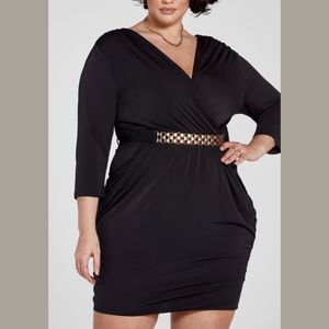 Gold Belted Cocktail Dress